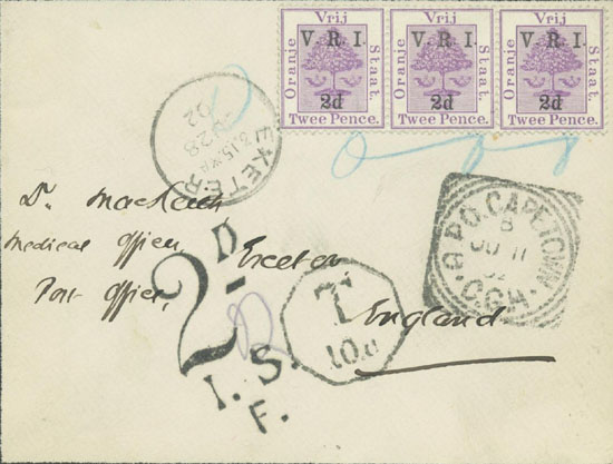 OFS stamps not accepted for postage in the Cape in June 1902